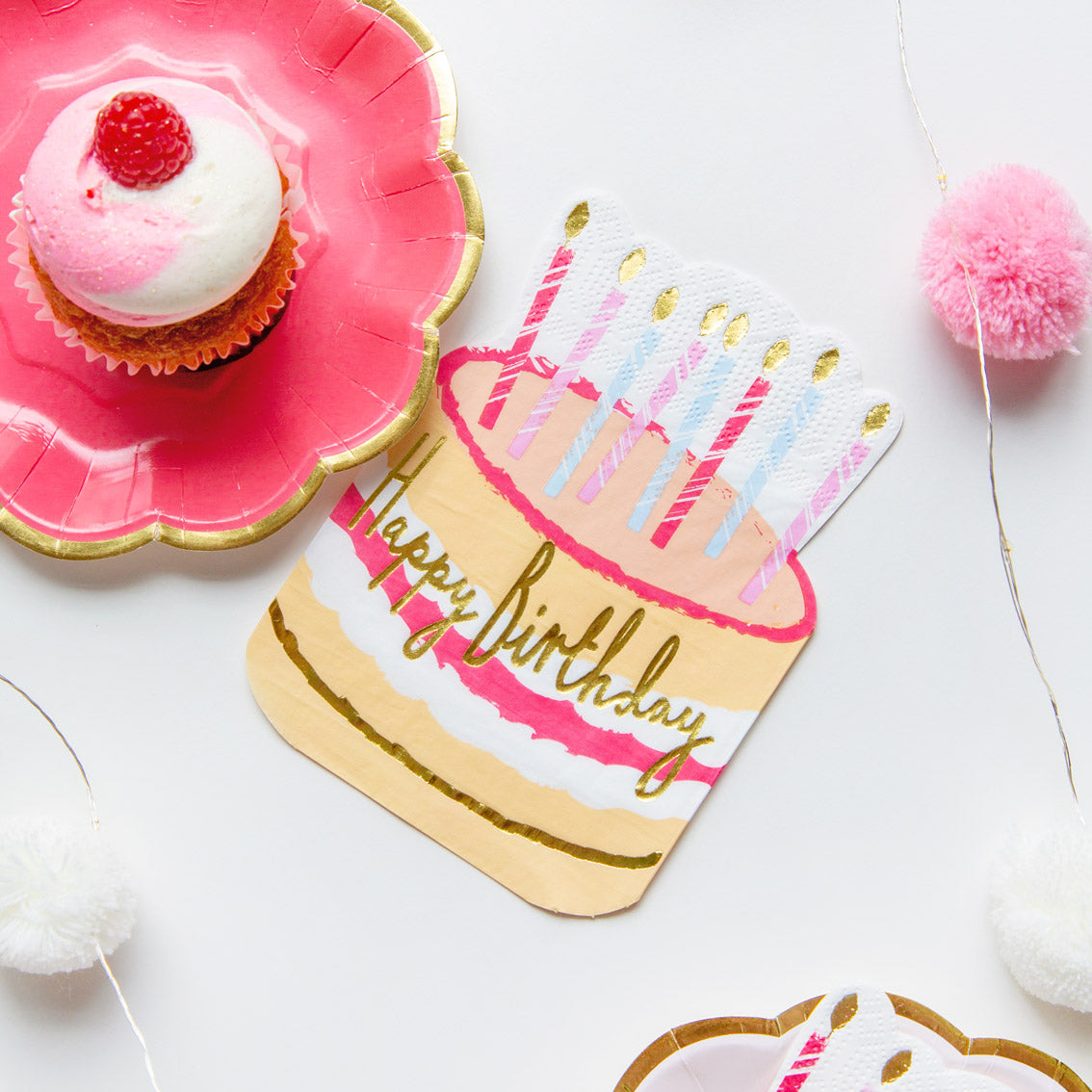 Cake Shaped Birthday Napkin Pack
