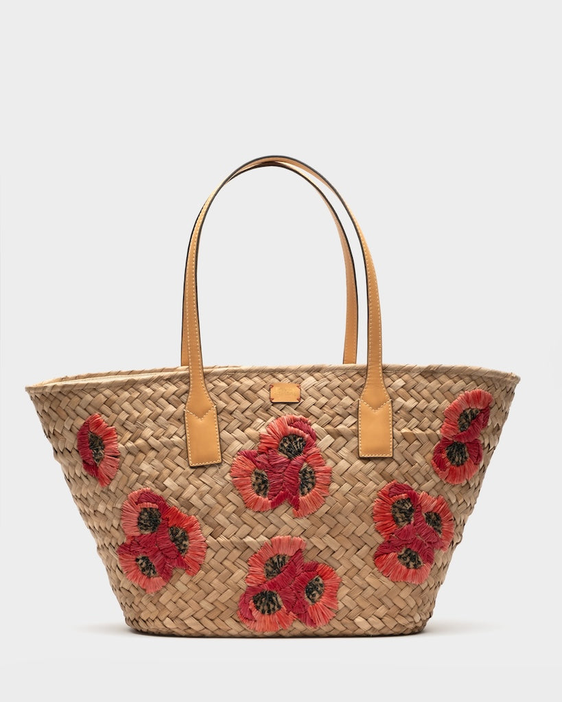 Frances Valentine Embroidered Staw Tote