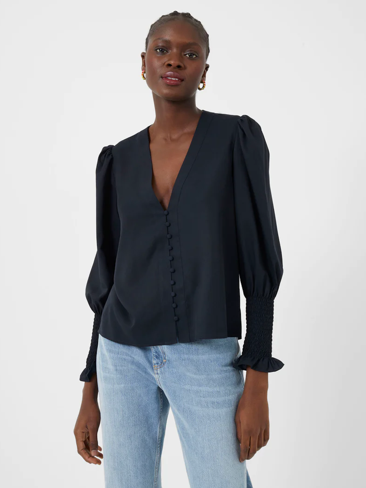 French Connection Crepe Balloon Sleeve Blouse