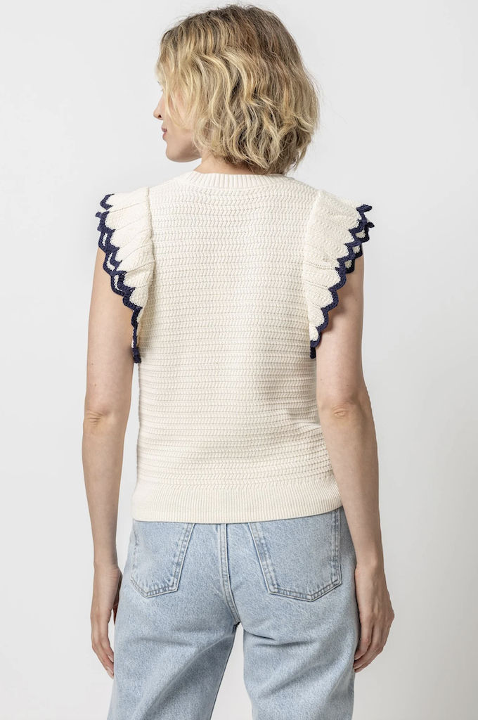 Lilla P Tipped Sleeve Sweater Vest