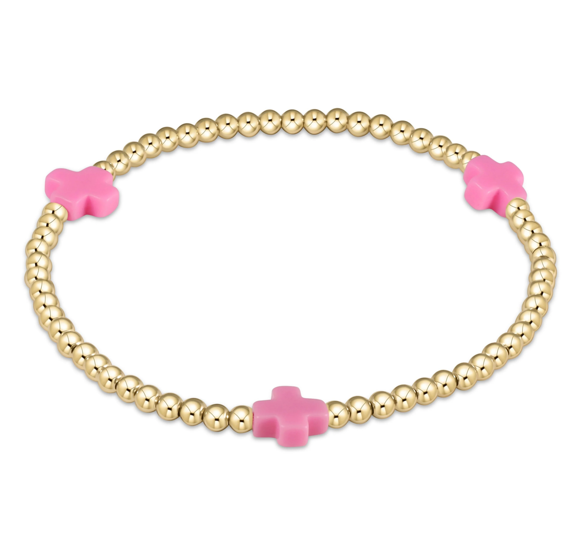 E Newton 3mm Bright Pink Cross Bracelet