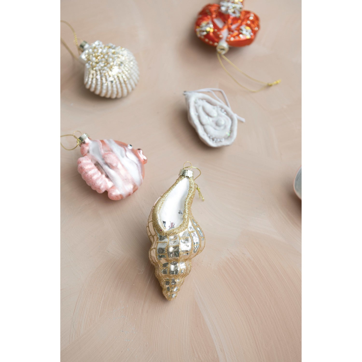 Holiday Glass Conch Shell Ornament