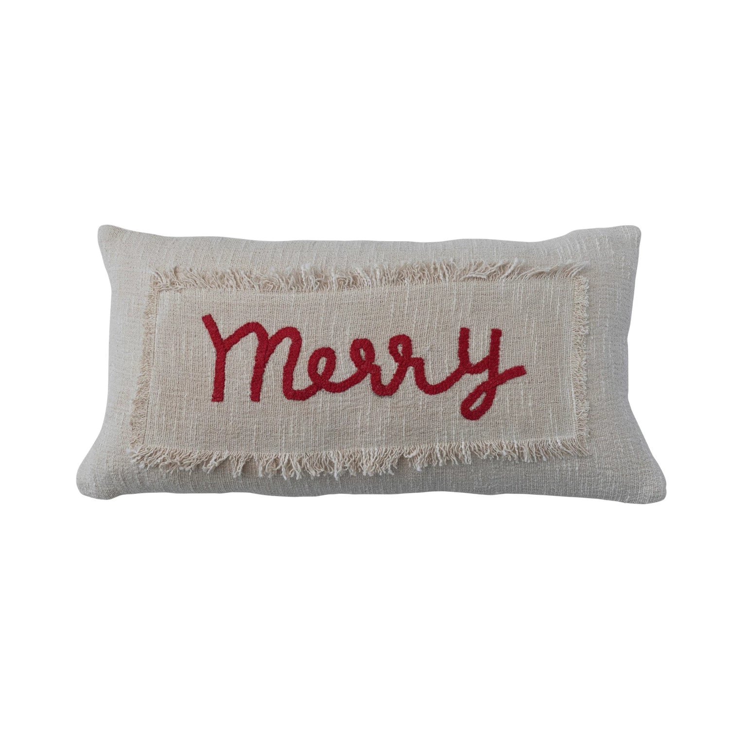 Holiday Merry Embroidered Lumbar Pillow